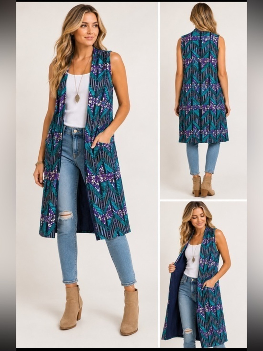 Handmade African Print Duster Cardigan Jacket Medium Ankara Boho Festival